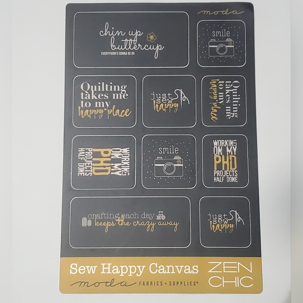 5/$15 Sew Happy Canvas Stickers Zen Chic Moda Fabrics